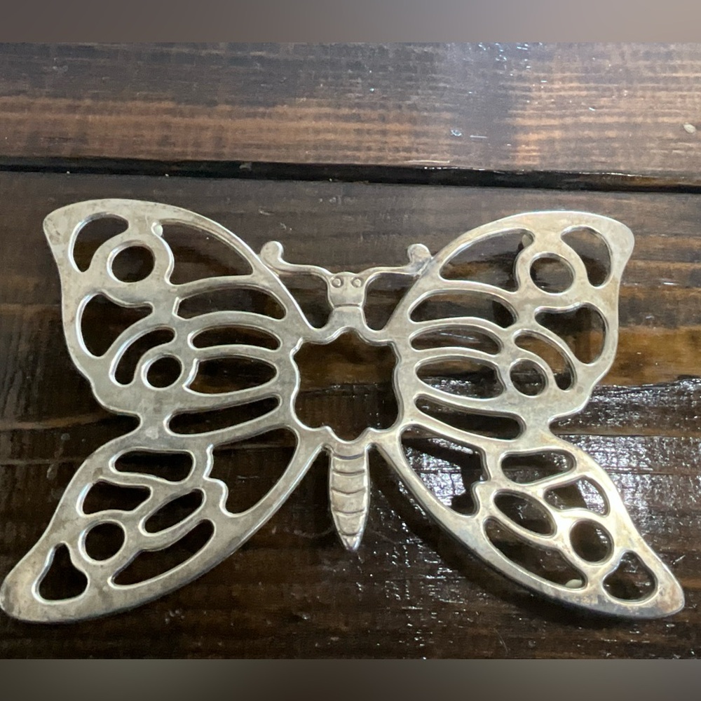 Vintage Metal Butterfly Trivet Silver Plate Leonard Italy